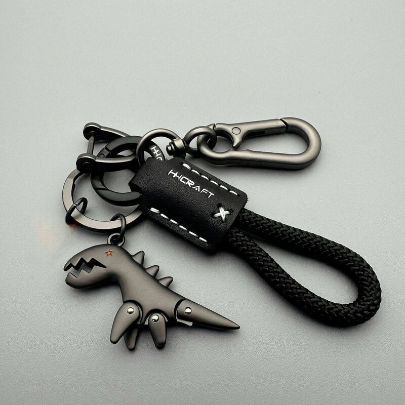 Cute Cartoon Little Dinosaur Keychain for Girls, Car Key Chain, Leather Rope Key Ring, Backpack Pendant, Hanging Ornament