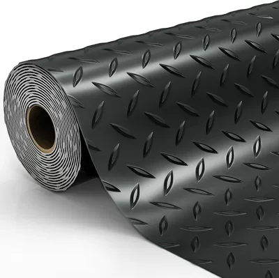 Pvc Garage Floor Mat, Vinyl Floor Mat, Diamond Pattern Floor Mat, Rv Floor Leather, Parking Space Carpet (Avtomobil döşəmə paspasları) - black-7517ft
