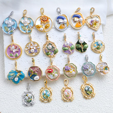 莫奈花园油画风淡水珍珠瓜子扣吊坠鱼尾挂坠女轻奢小众时尚随形