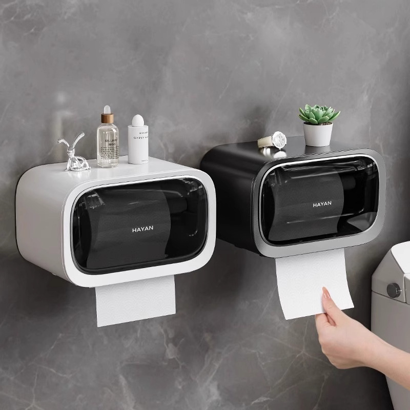 Bathroom Tissue Box Toilet Paper Box New Toilet Paper Toilet Paper Box Waterproof Punch-Free Wall-Mounted High-End Bathroom Tissue Box Toilet Paper Box New Toilet Paper Toilet Paper Box Waterproof Punch-Free Wall-Mounted High-End