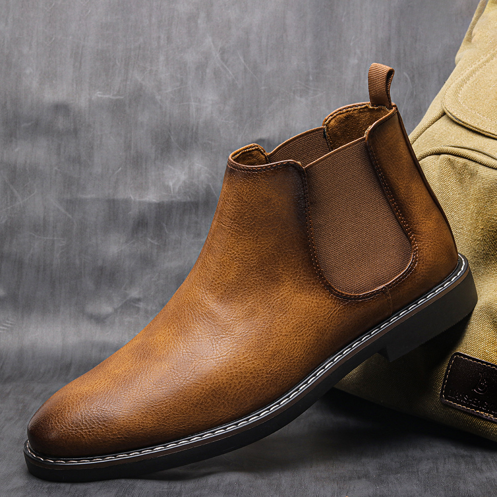 Herren Britische Herrenschuhe Polnische Farbe Mode Retro Herren Übergröße Stiefeletten Stiefeletten_voghion.com