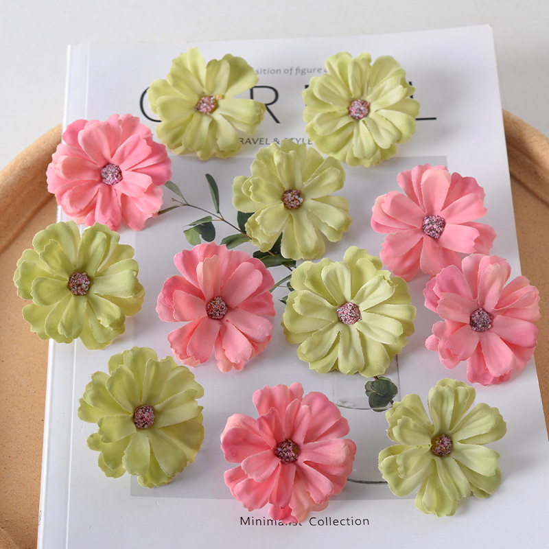 Simulación pequeña flor de crisantemo de la familia de margarita pequeña flor de sol de flores artificiales de flores de seda de tela de fijación de flores DIY material