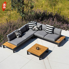 Outdoor Sofa Courtyard Outdoor Leisure Teak Sofa Garden Terrace Waterproof Sunproof Wooden Vine Sofa Set