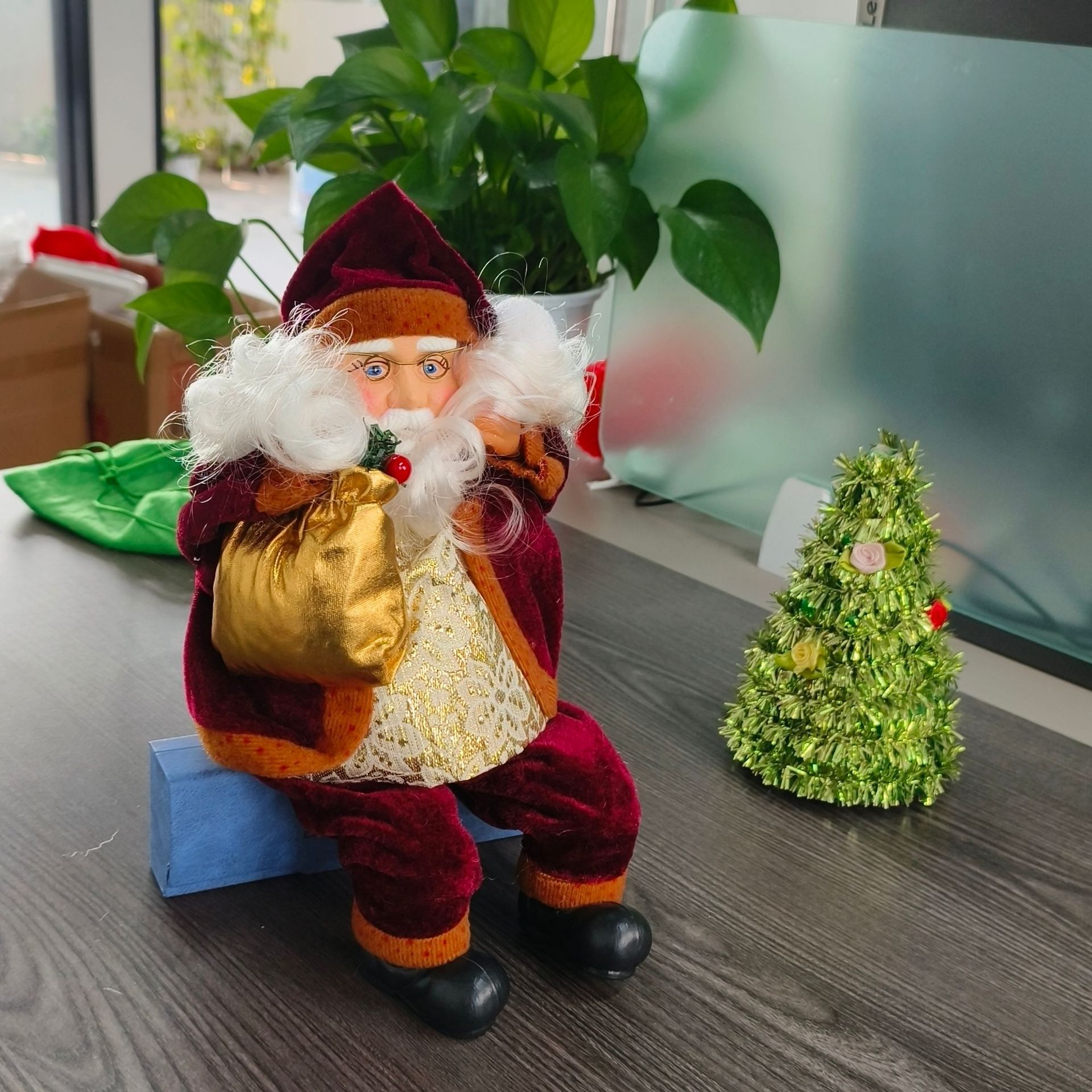 Transfronterizos nuevos papá Noel tela de peluche 35cm muñeca de papá Noel decoración de ventanas de navidad