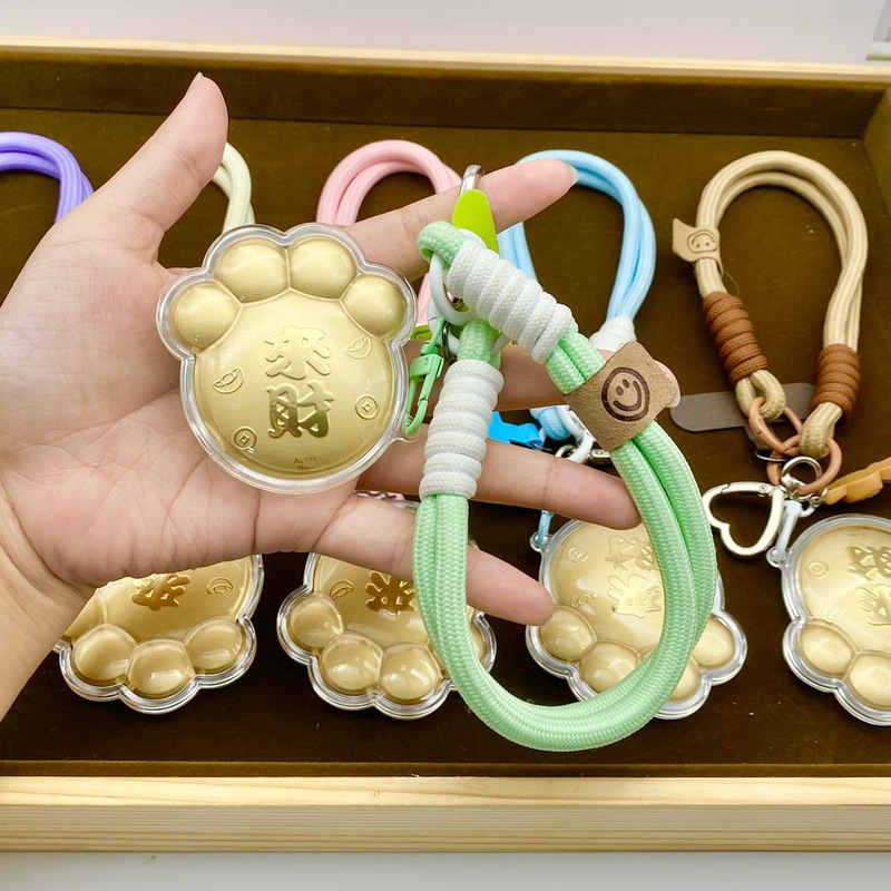 足金999来财招财喵猫爪手机链绳挂件双面饰品招财纳福御守猫礼物|undefined