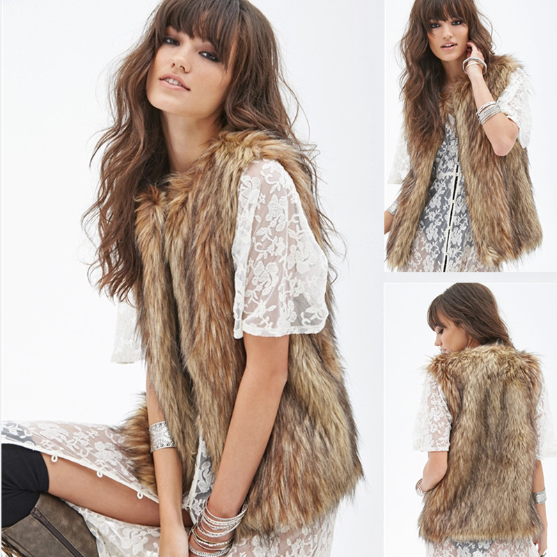 Aliexpress European and American Cross-Border Faux Fur Women's Vest Artificial Fur Long-Haired Vest Raccoon Fur Vest
