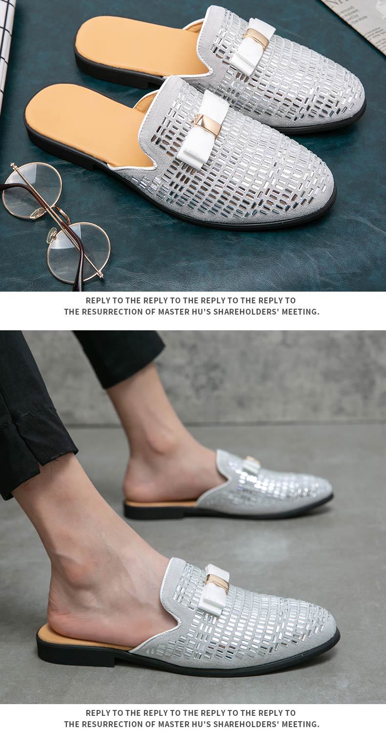Grenzüberschreitende Sommer-Männer, große Mode, Strass-Baotou-Hausschuhe, britische Persönlichkeit, atmungsaktive Aufkleber, Diamant-Absatzlose Lederschuhe für Männer_voghion.com