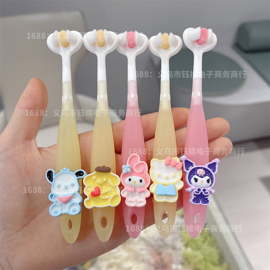 Children's Toothbrush Sanrio Three-Head U-Shaped 10,000-Bristle Brush Kidsren's Baby Toothbrush 3-6 Years Old 6 to 12 Years Old Must Choose 10,000 Hairs
