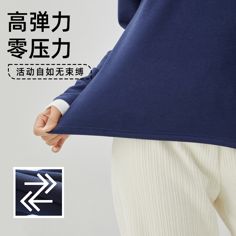 두꺼운 독일 벨벳 라운드 넥 대비 색상 여성용 셔츠 카테고리 A 가을, 겨울 자수 라글란 슬리브 플러스 벨벳 내부 따뜻한 탑