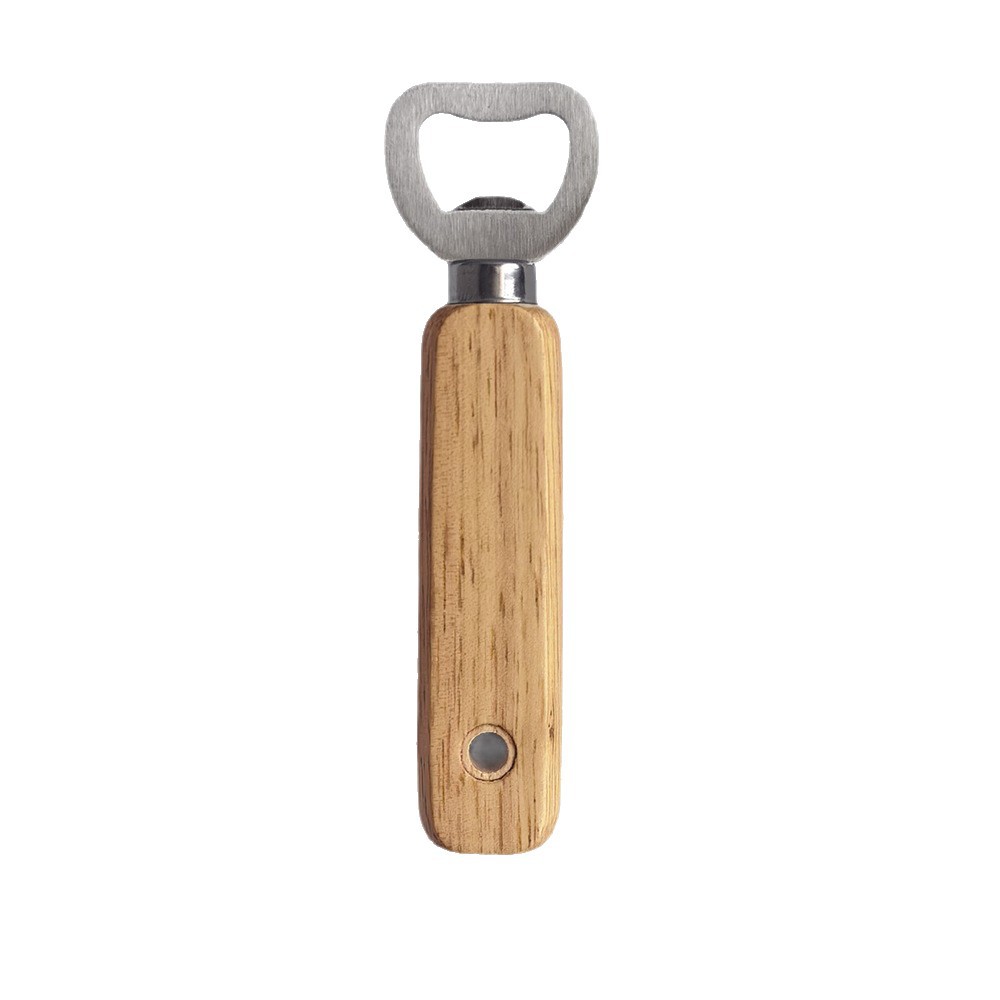 Acero inoxidable transfronterizo mango de madera cerveza abrebotellas casera abrebotellas portátil de madera maciza herramientas de cocina creativas