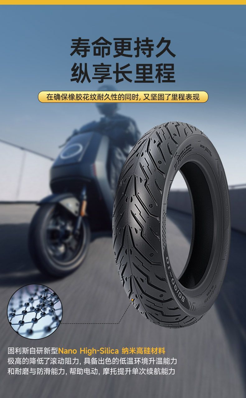 Golis Deep Sea Titan Electric Scooter Tire, Silent and Wear-Resistant, Nano High-Silicone Anti-Slip Tire