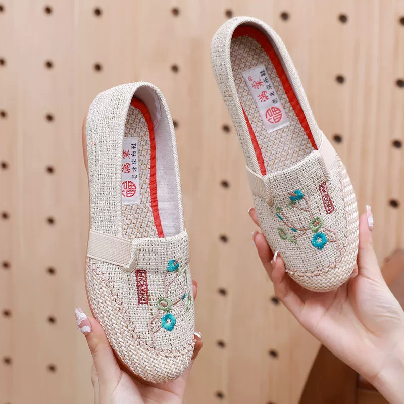 Новые тканевые туфли Old Beijing, женская обувь, повседневная обувь из льняной ткани в западном стиле, обувь на мягкой подошве для средних и старых мам