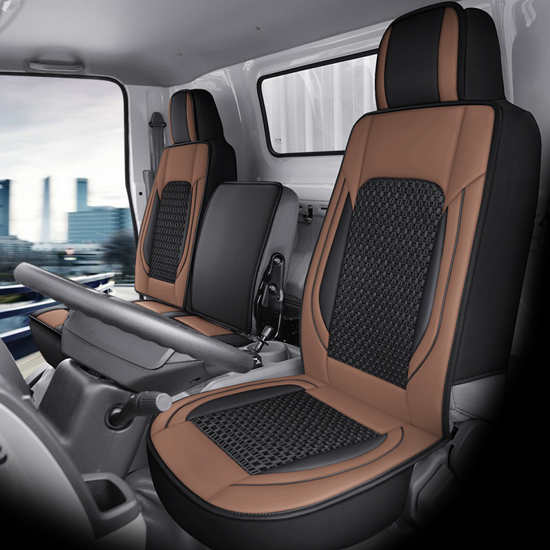 Truck Leather Seat, Universal Seat cushion, seat cover - driver-and-passenger-standard-coffee