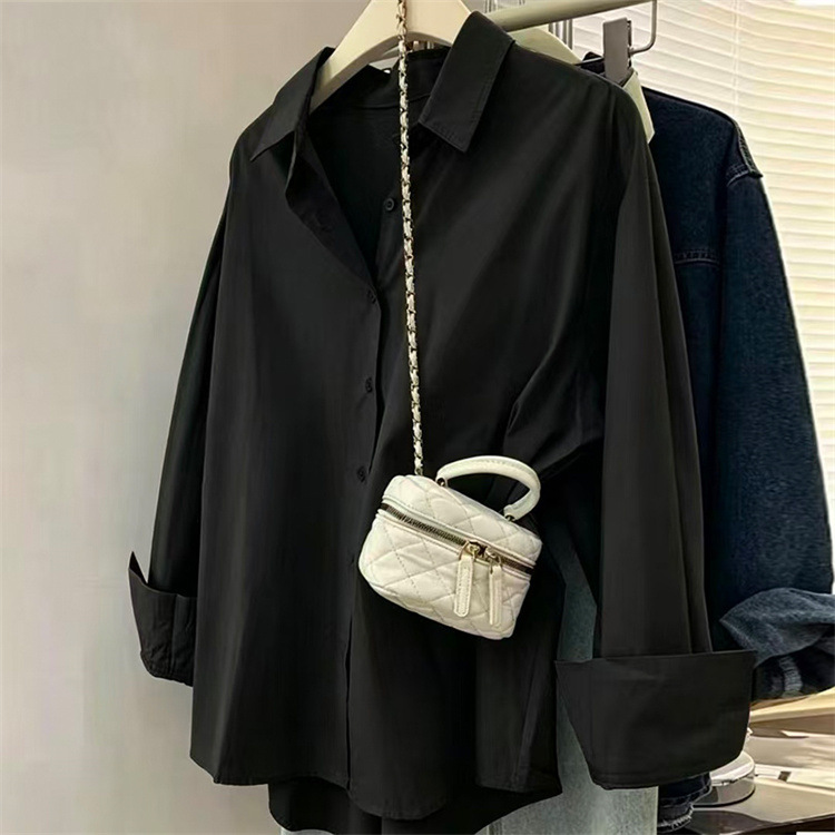 Women's Blue Shirt Elegant New Design Casual Loose Fit Long Sleeved Shirts For Layering Outerwear_ecoleips.com