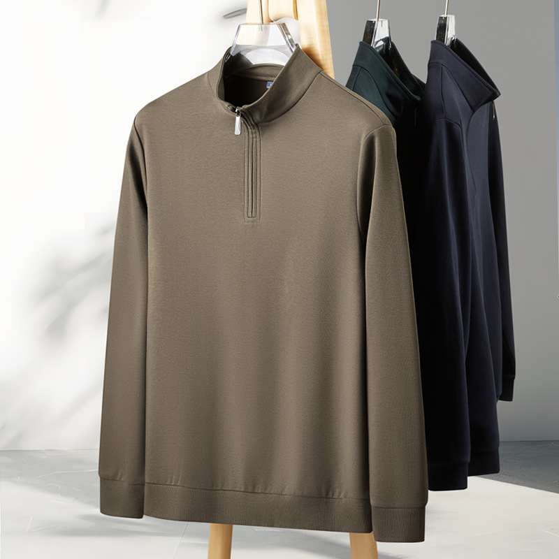 seda de morera con cremallera de manga larga camiseta hombre ocio infrarrojo lejano 7A antibacteriano camuflado calentamiento de color sólido vestido grueso otoño invierno