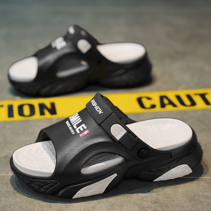 Sensación de mierda pantuflas de gran tamaño para hombres verano 2025 nuevas sandalias deportivas exteriores ropa casual playa sandalias y pantuflas de doble uso para hombres