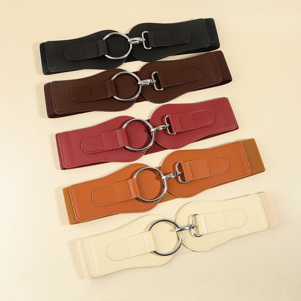 Autumn and Winter New Product Waist Cover Women's Simple and Versatile Coffee Decorative Coat Korean Version Fashion Elegant PU Elastic Belt_voghion.com