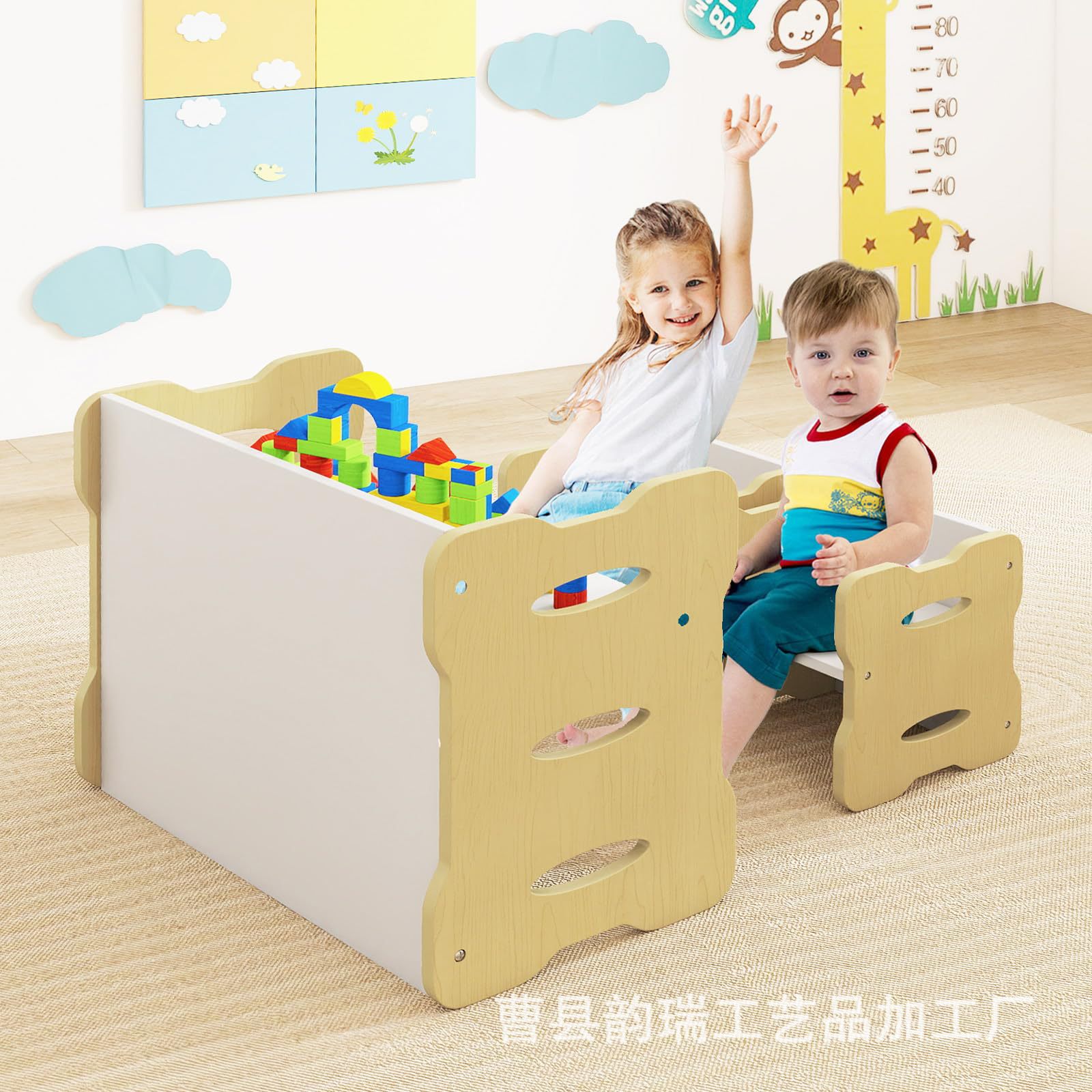 Cross-Border Wooden Toy Table Multi-Functional Building Block Table Toys Children's Game Desk Study Table Kindergarten Tables and Chairs