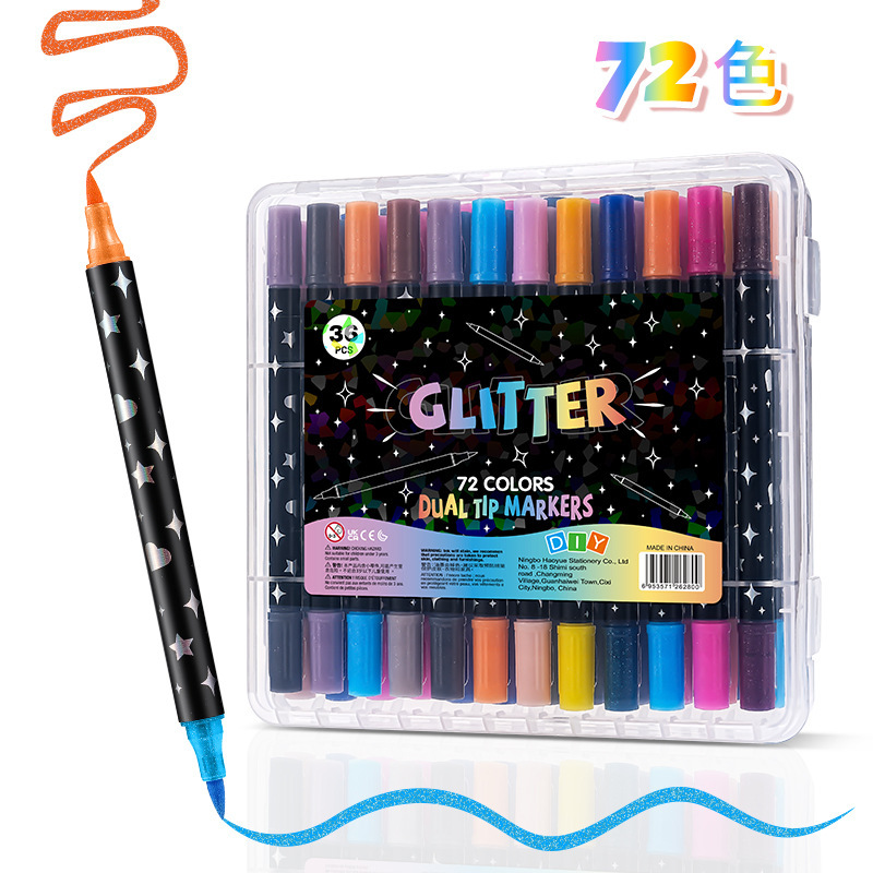ホットセール新製品工場直接供給双頭二色フラッシュマーカーペンソフトヘッド絵画フラッシュペン水彩ペン卸売|undefined