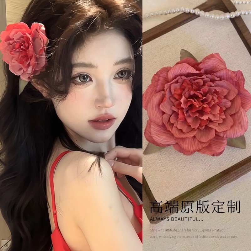 夏の花のヘアピン、サイドクリップ、耳後ろのヘアピン、女性用新作ヘアアクセサリー、造花ヘアアクセサリー、海辺のヘアアクセサリー|undefined