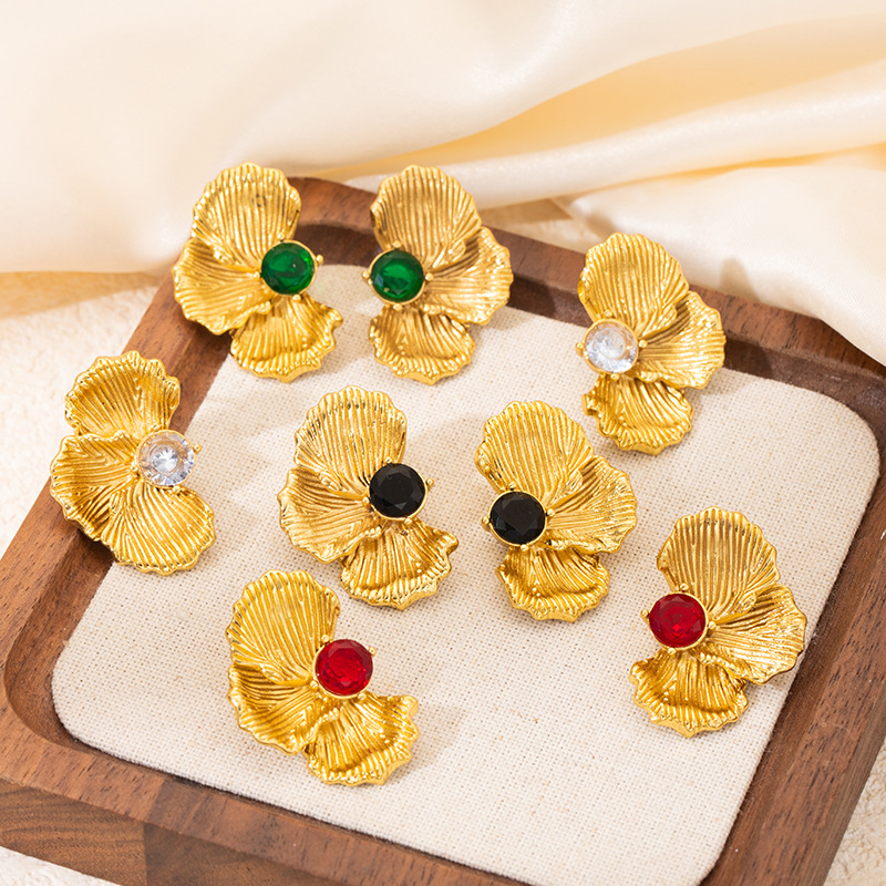 1 Paar Elegant Bloemen Titanium Staal Oorknopjes display picture 3