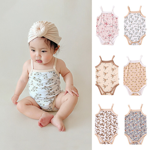 Summer baby sling triangle bag fart clothes  newborn thin vest crawl suit male and female baby one-piece clothes