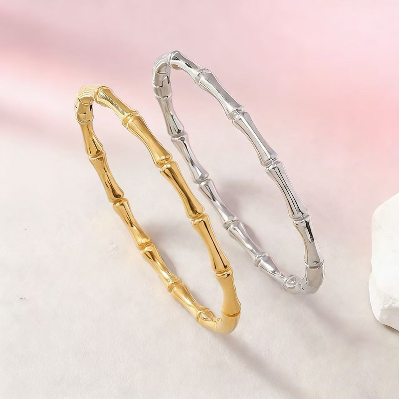 Titanium Steel Bracelet Women's Niche Design Bamboo High-End Gold Bracelet Stainless Steel Jewelry Couple Exquisite Bracelet