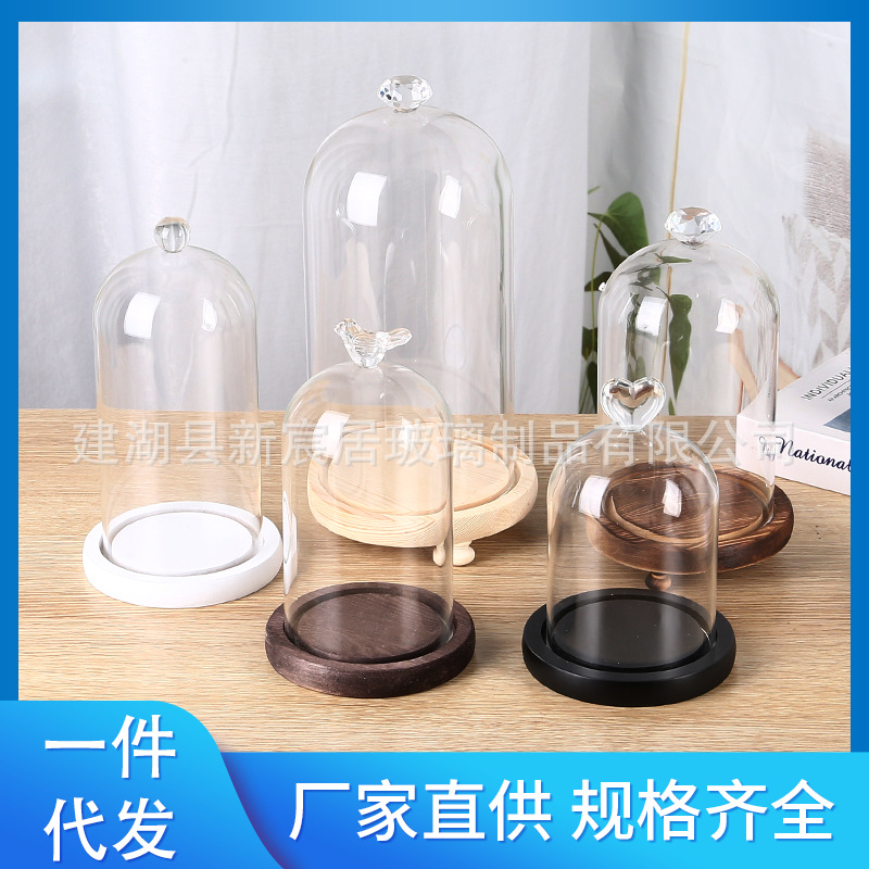 Venta al por mayor amor cubierta de vidrio cubierta de polvo transparente micro paisaje Pantalla de vidrio cubierta de escritorio adornos hechos a mano