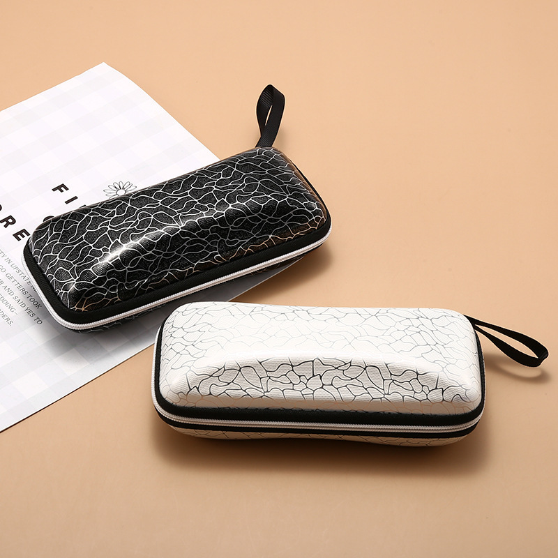 Factory wholesale lightning pattern square glasses case hanging rope portable zipper sunglasses case anti-pressure eva sunglasses case