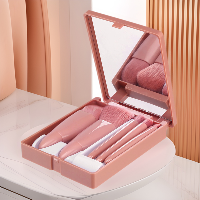 New Travel 5-Piece Mirror Box Makeup Brush Set Portable Multi-Functional Powder Brush Blush Brush Beauty Tool