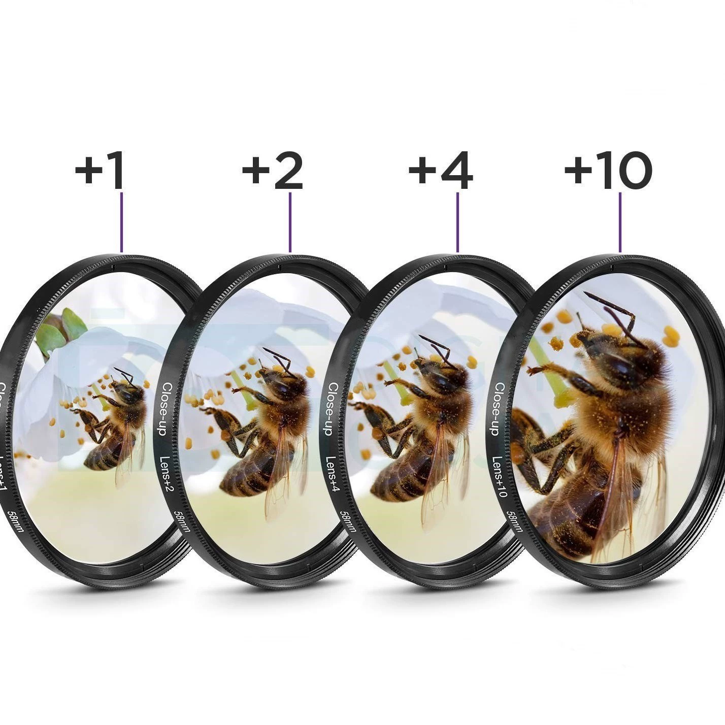 Объектив для крупного плана + 1 + 2 + 4 + 10, набор из четырех предметов, увеличительное стекло 77 мм, инструмент для крупного плана, фильтр для макрообъектива в комплекте с нейлоновой сумкой