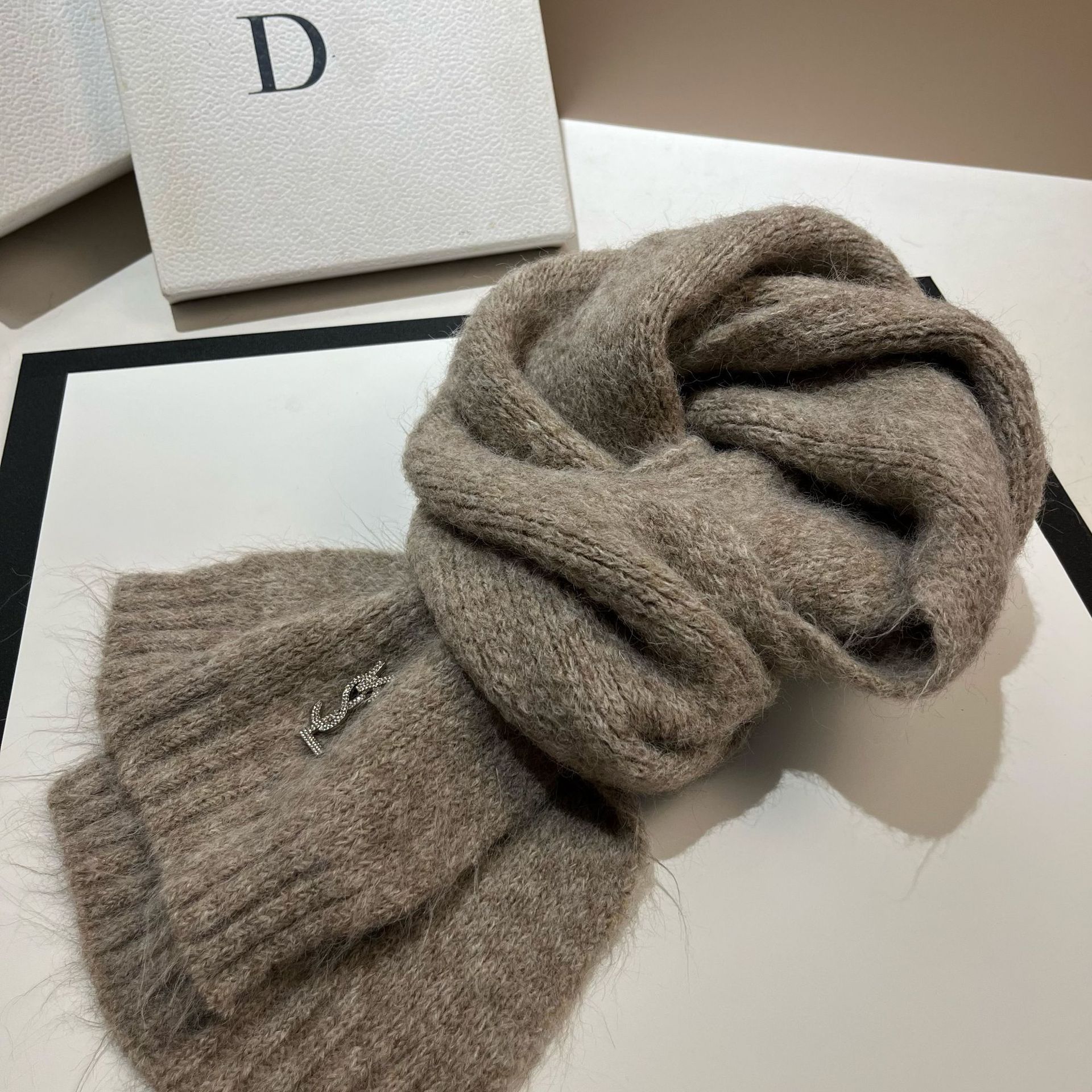 Koreaanse versie VSL alpaca voor vrouwen in de winter, warme, zachte, kleverige, zoete, modieuze, wollen gebreide sjaal met verlengde