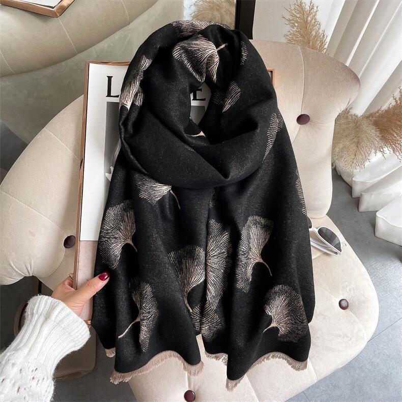 380g Weight Scarf Classification Holiday, Daily Occasion Imitation cashmere, Polyester Material Color Block Pattern Winter Season Women's Gender Sweet Style Women's Sweet Color Block Imitation Cashmere Polyester Scarf 5