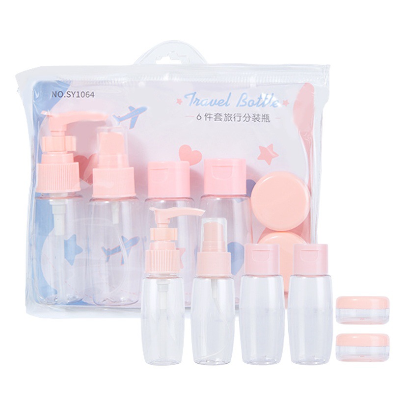 Juego de 6 botellas de viaje vacías LMLTOP de 50 ml, botella pulverizadora, práctica botella dispensadora de cosméticos SY1064