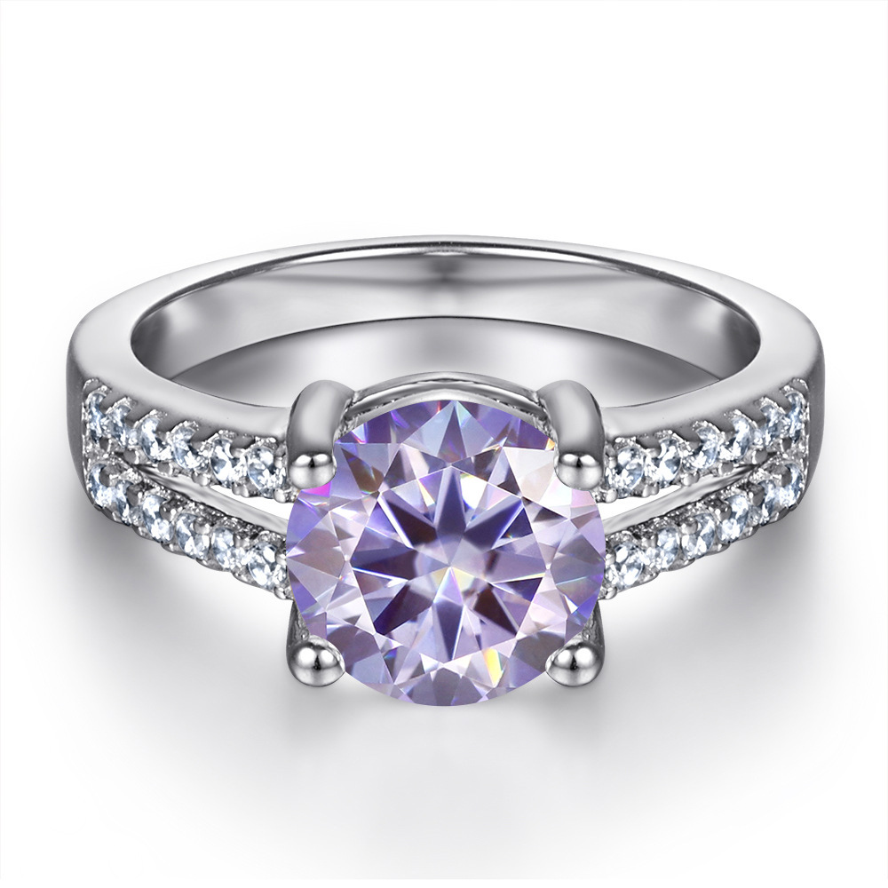 Anillo de plata s925 cabeza de toro clásica 1 quilates anillo de diamante de diamante de doble fila de mujer huevo de paloma anillo de boda en vivo