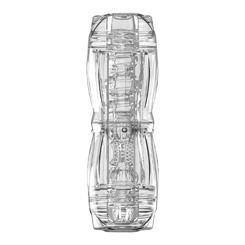 跨境便携透明双头飞机杯男性自慰手动旋转口阴双工厂批发