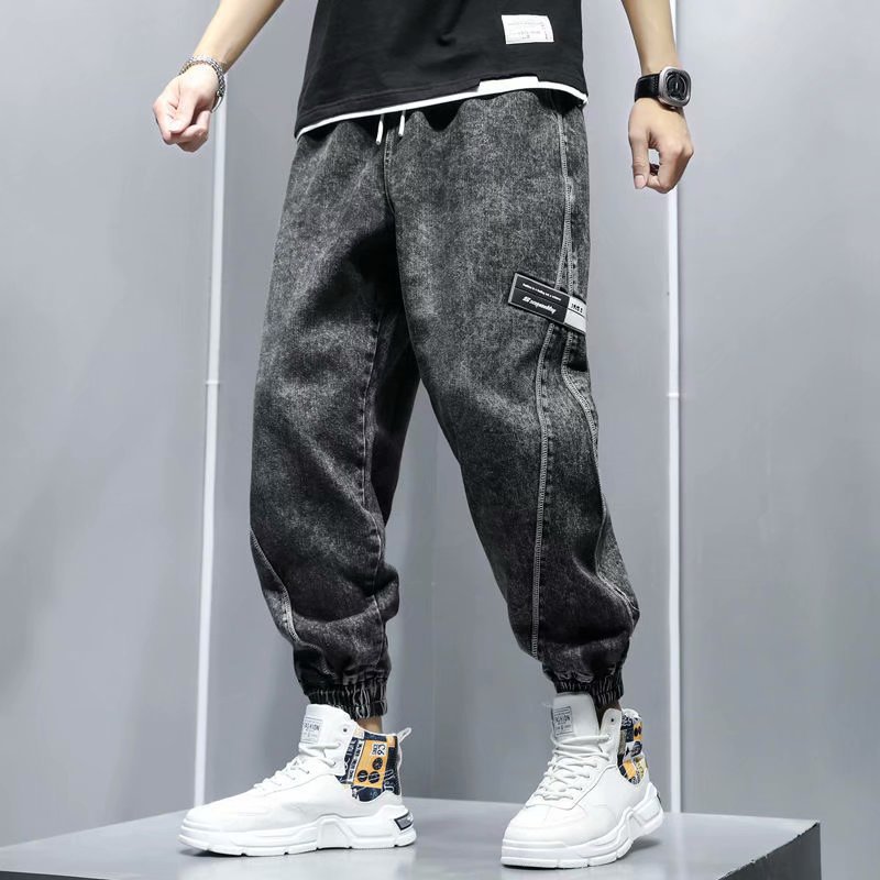 2023 Spring Autumn New Trendy Men's Jeans Drawstring Plus Size Loose Retro Harem Pants_voghion.com