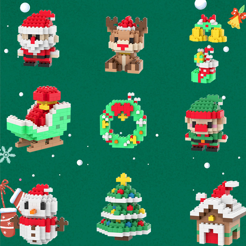 Cross-Border Christmas Series Toys Cartoon Figures Building Blocks Educational Assembly Micro-Particle Small Pendant Gift Assembly