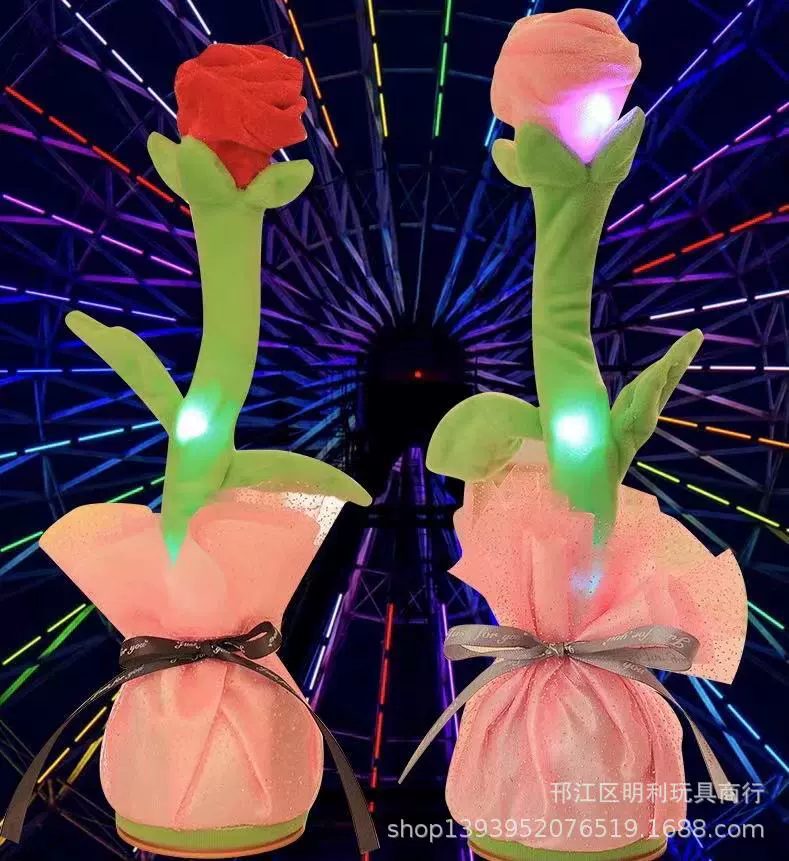Dancing plush toy, for import, new collection, roses, cactus