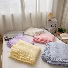 出口韩国微商雪纺纱夏被三件套少女风床上用品直播批发一件代发