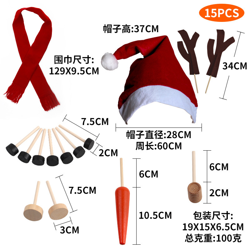 Invierno Snowman Set Navidad Snowman Set de madera botones pipa sombrero bufandas