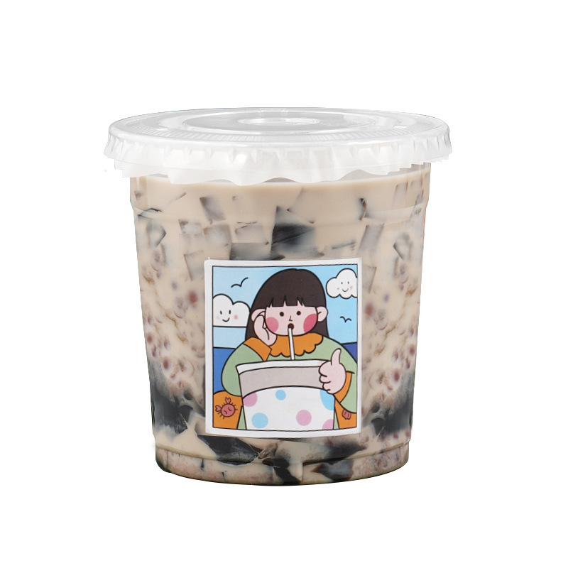 98 口径ミルクティーカップ使い捨て PET コーヒー冷たいドリンクカップレモンティースタンドアイスパウダー包装カップバッチ蓋付き|undefined