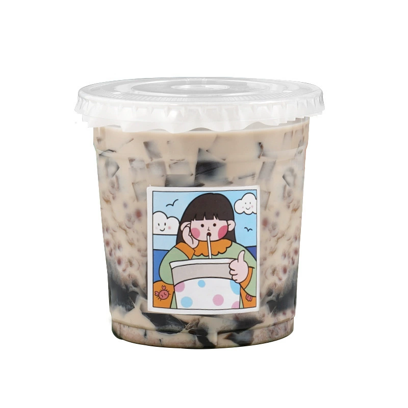 Coffee disposable tea cup, transparent plastic cover