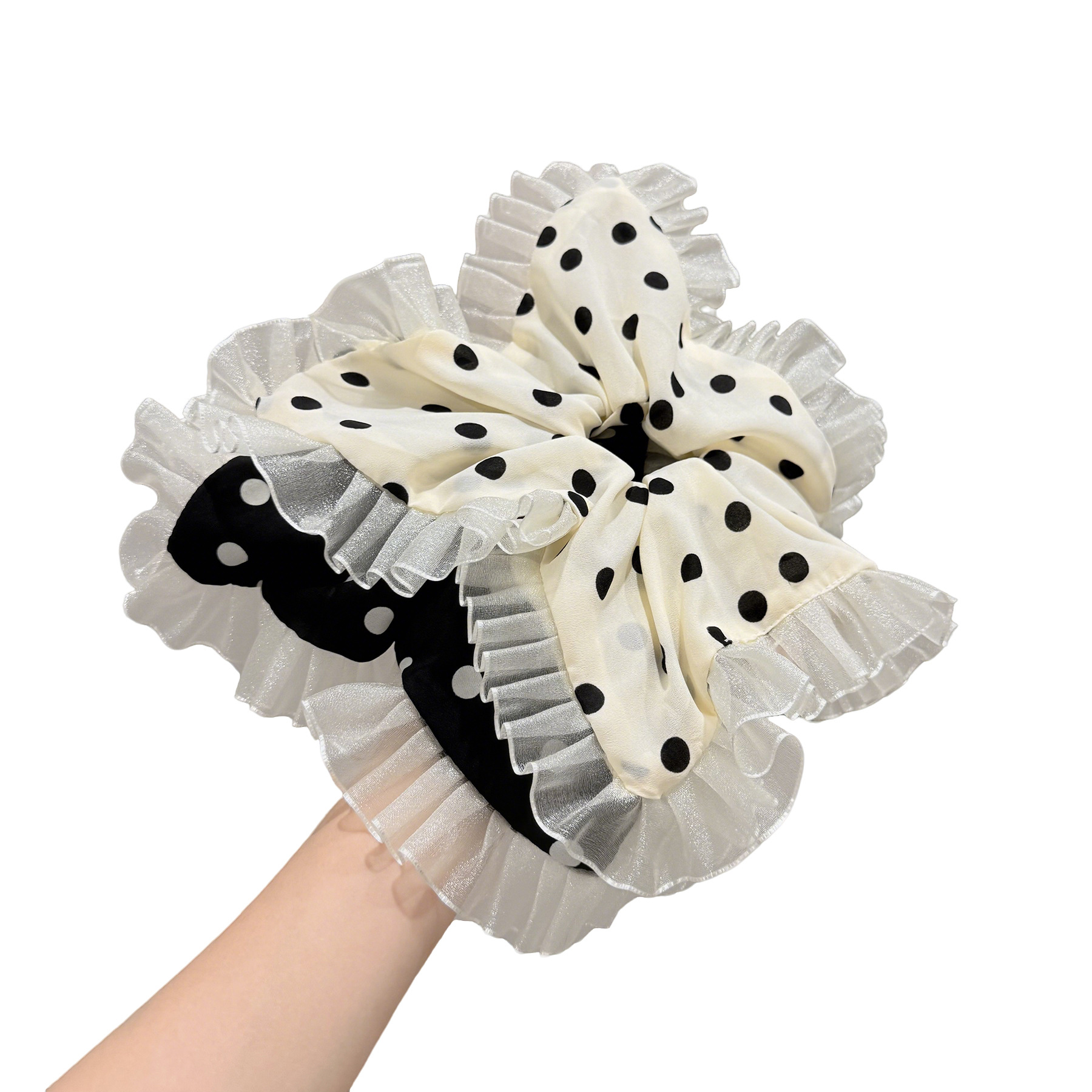 Polka Dot Hair Scrunchie Scarf Hair Accessory For Ponytails_voghion.com