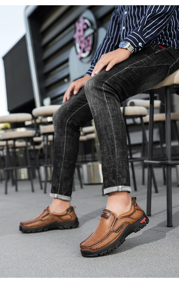 Giày da nam cỡ lớn mũi tròn đế bệt phong cách casual — 33237 màu nâu đỏ, 33237 màu vàng nâu, 33237 màu đen chi tiết 12