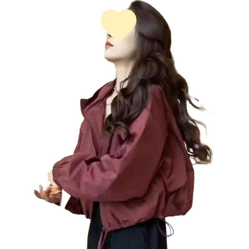 短外套女小个子2025秋季新款连帽百搭宽松下摆抽绳潮休闲|undefined