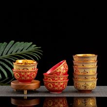 批发陶瓷红茶壶 酒壶 供佛红碗沙金碗斋碗 圣水杯 拜神碗茶杯酒杯