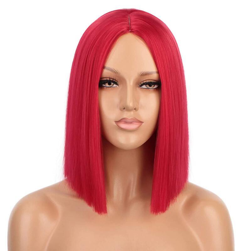 クロスボーダーアマゾンホリデーウィッグアニメカラフルなボボヘッドコスショートヘアマルチカラーフラット前髪ショートストレートヘアヘッドギア|undefined