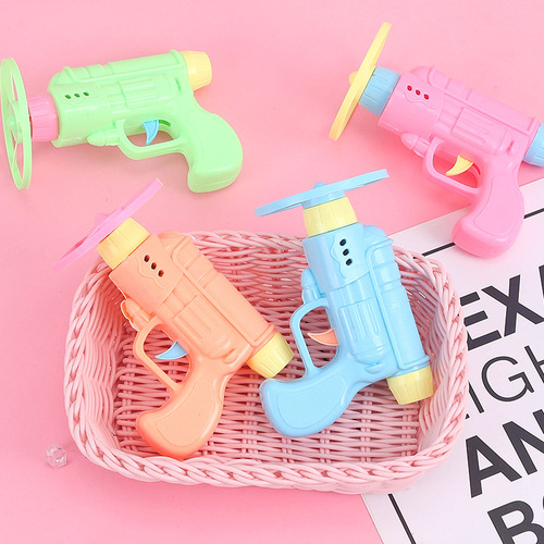 Children's gyro gun flying saucer gun gyro georotation gun pistol bamboo dragonfly flying wheel toy frisbee manufacturer wholesale