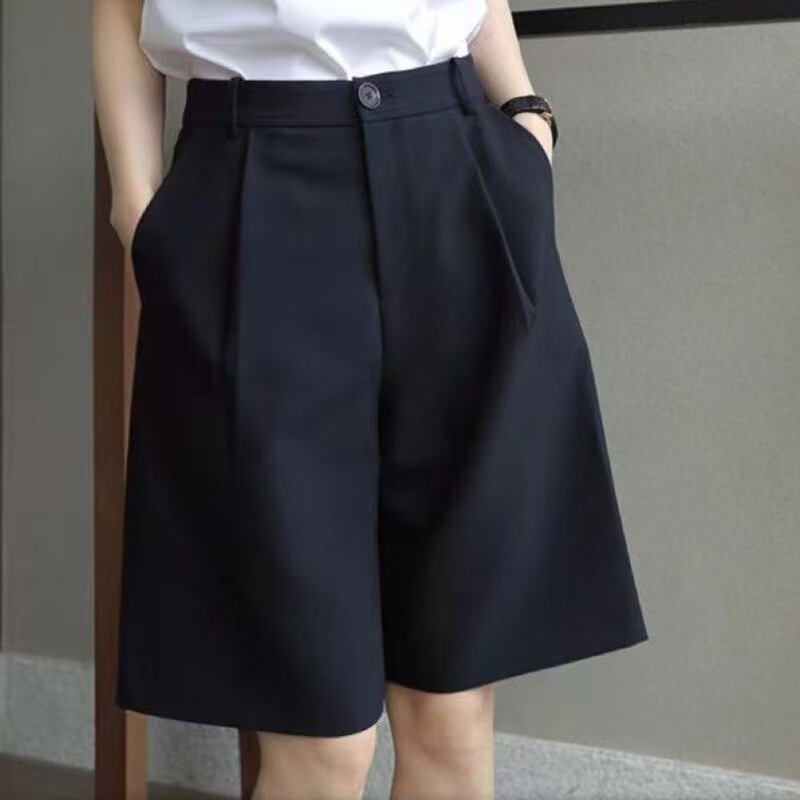 Five-point Pants Women's Suit Spring and Summer Loose Slimming Sag High Waist Casual Wide-leg Pants Shorts A- shaped Five-point Pants Mid-length Pants